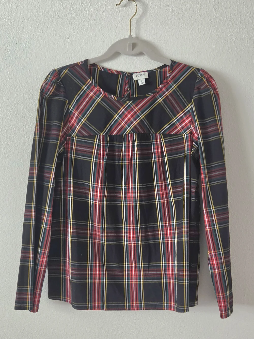 J. Crew Plaid Smocked Poplin Top